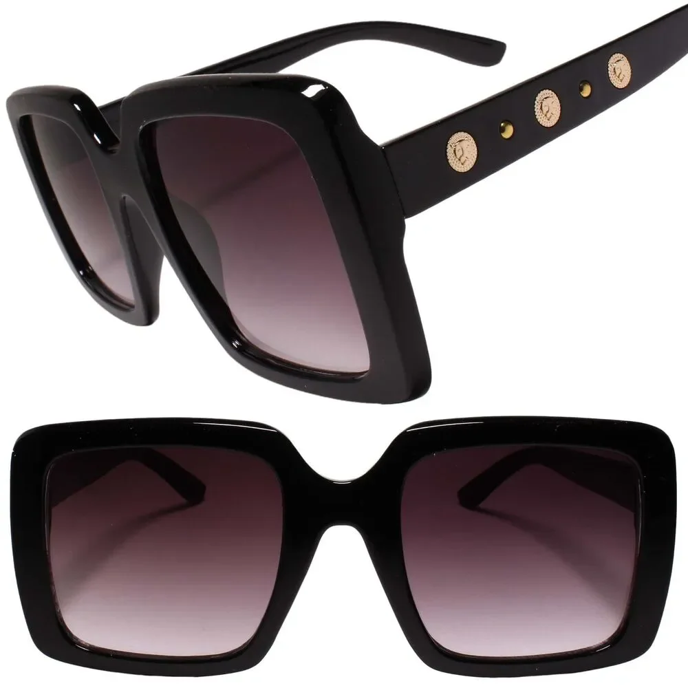 Swag Hip Hop Rapper DJ Gold Lion Medallion Black Square Sunglasses